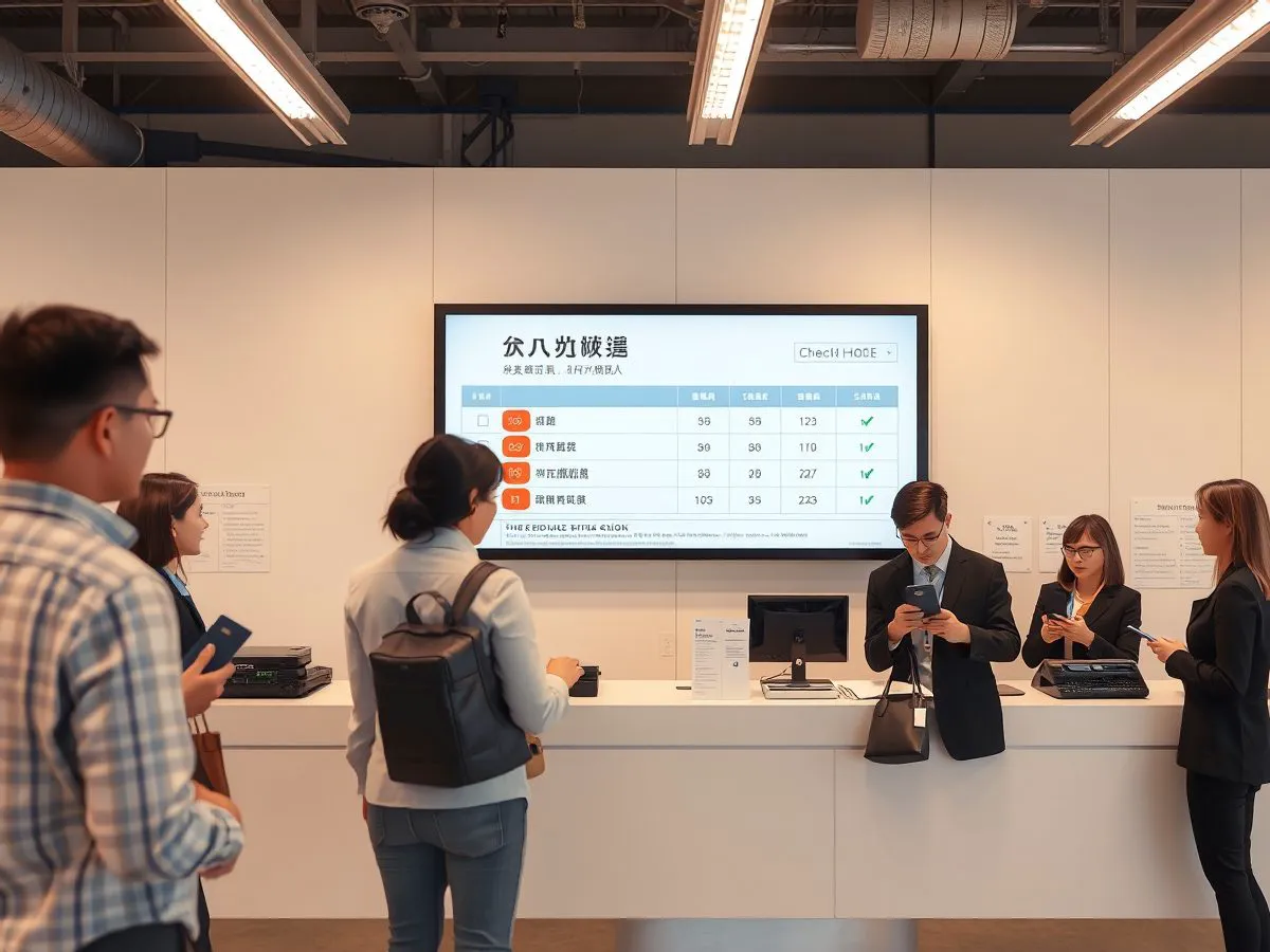 国际活动签到现场，参会者使用多语言签到页面完成签到